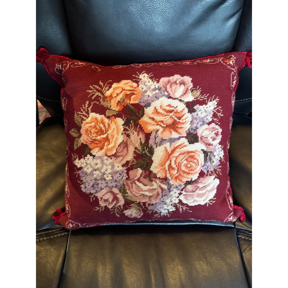 Vintage Imperial Elegance Embroidered Pillow 12"x12"‎
